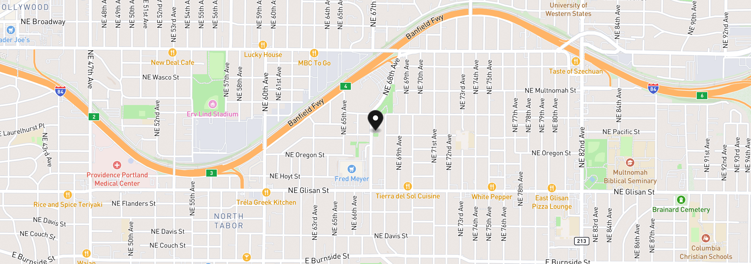 Map showing the location of 904 NE 67th Ave, Portland, OR 97213