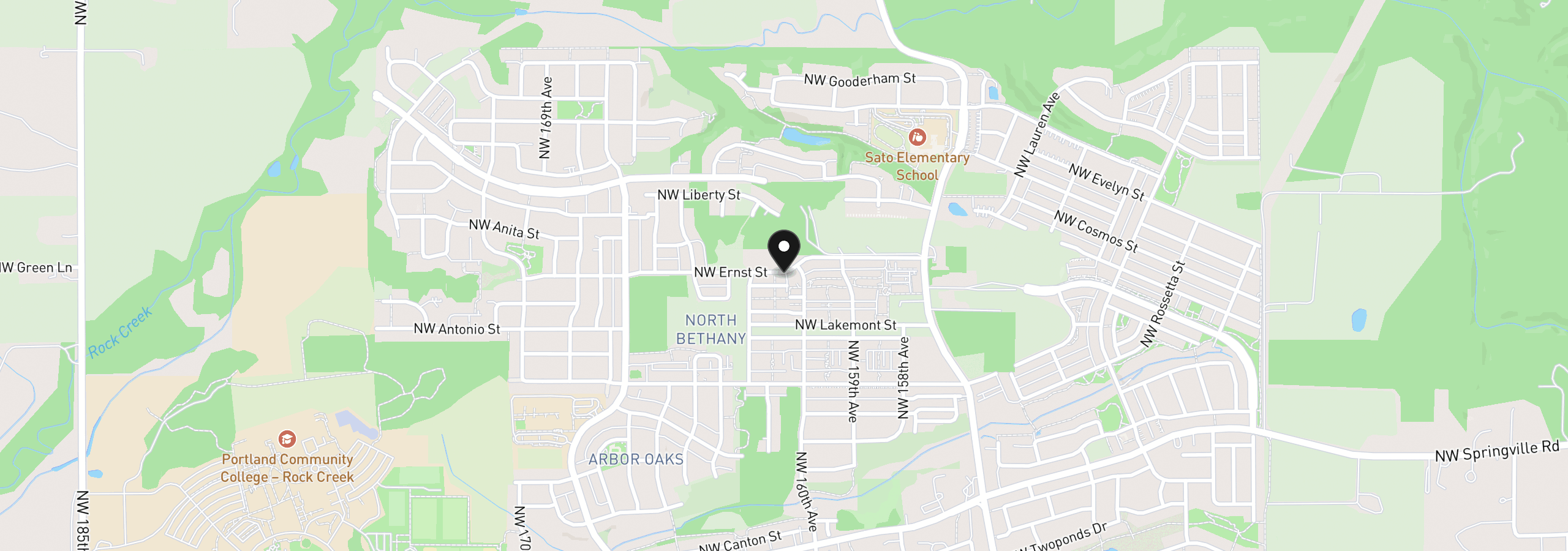 Map showing the location of 16109 NW Reliance Ln, Portland, OR 97229