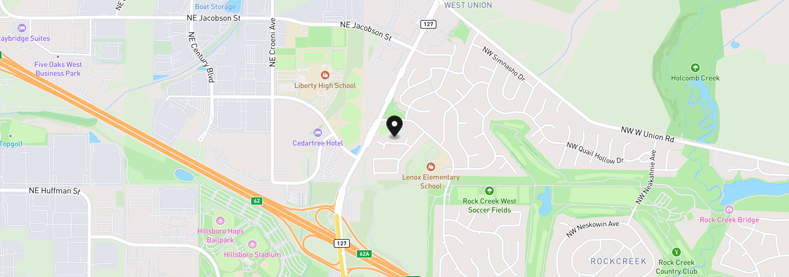 Map showing the location of 21389 NW Kenai Ct, Portland, OR 97229