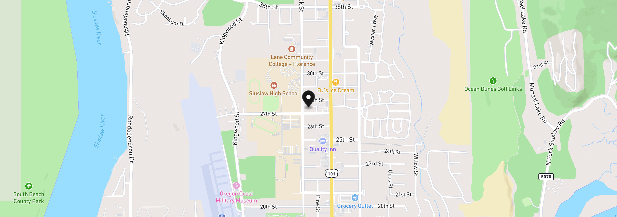 Map showing the location of 1699 27th St 15, Florence, OR 97439