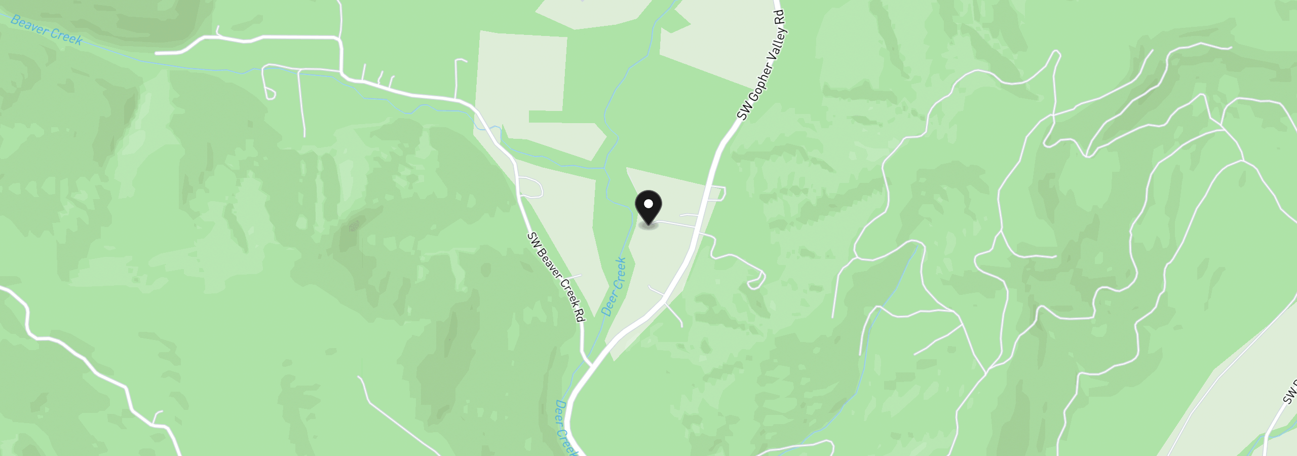 Map showing the location of 15290 SW Gopher Valley Rd, Sheridan, OR 97378