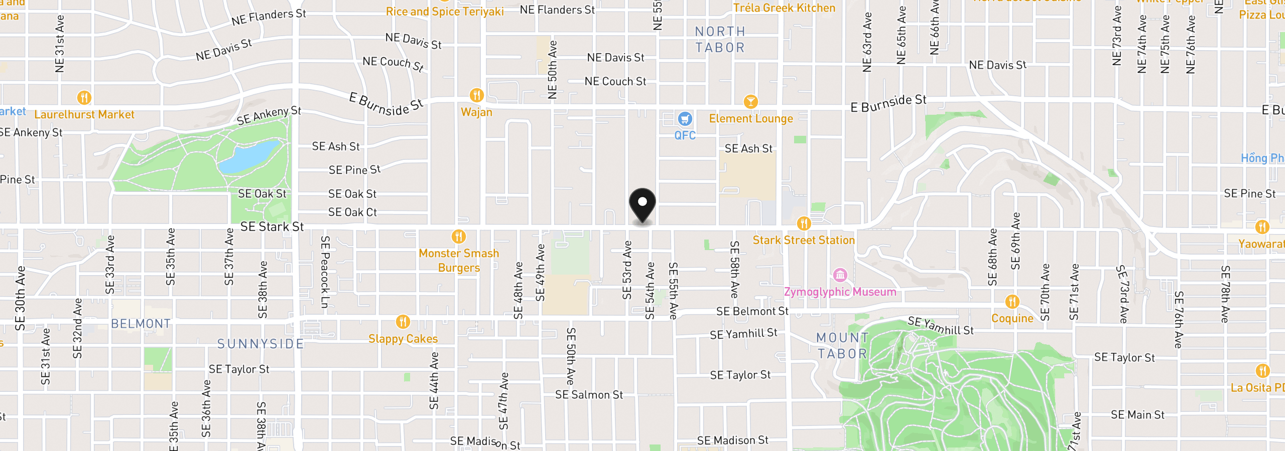 Map showing the location of 5357 SE Stark St, Portland, OR 97215