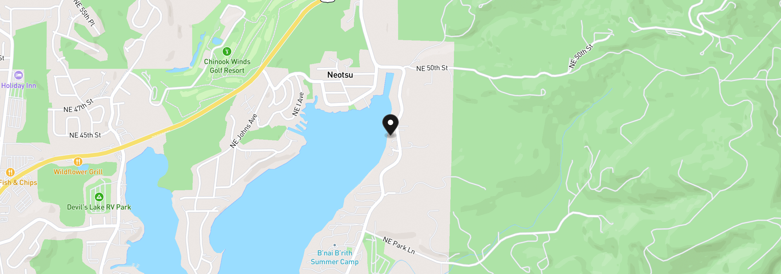 Map showing the location of NE East Devils Lake Rd, Otis, OR 97368