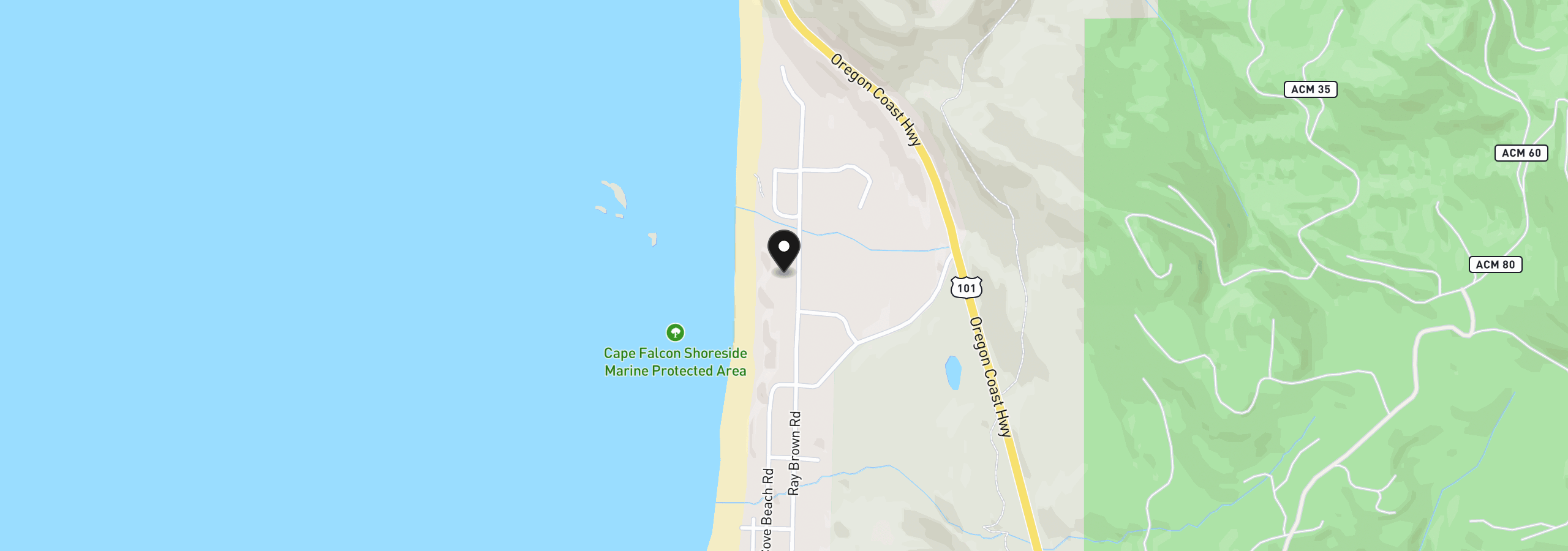 Map showing the location of 79364 Ray Brown Rd, Arch Cape, OR 97102