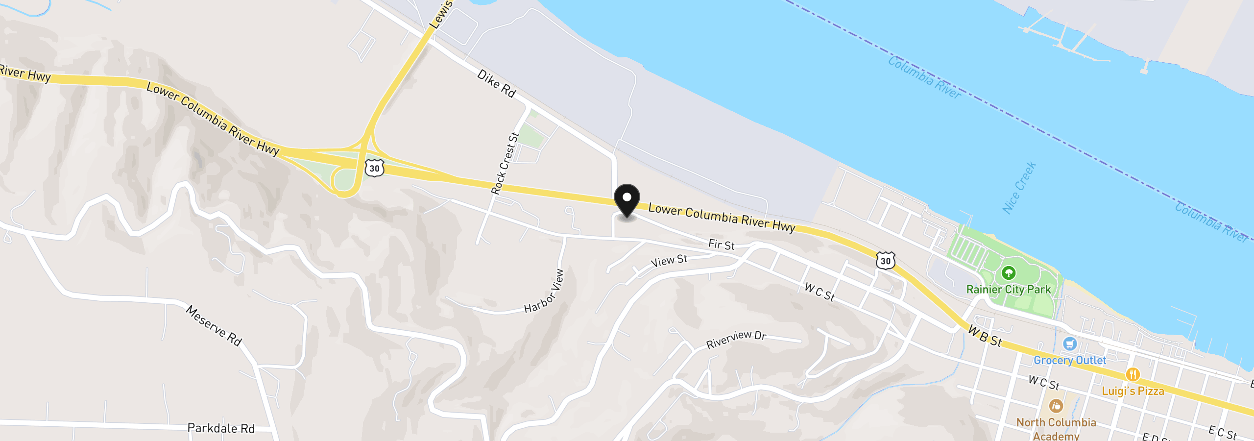 Map showing the location of 29590 Fir St, Rainier, OR 97048
