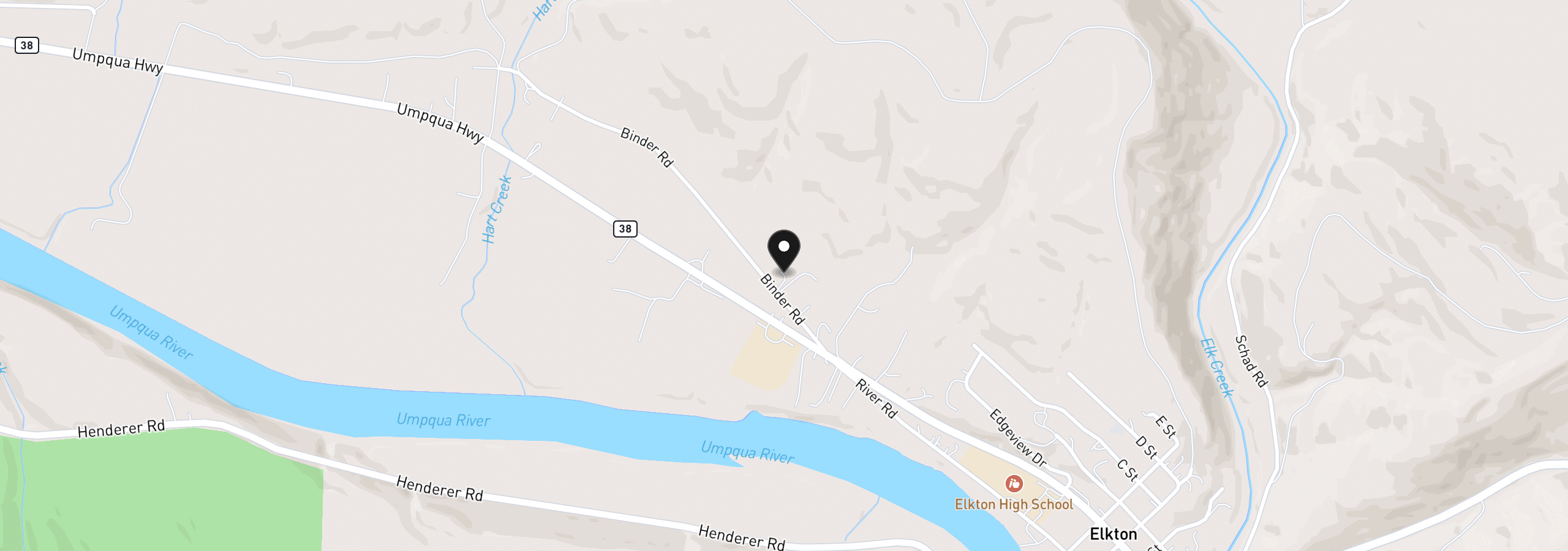 Map showing the location of 253 Binder Rd, Elkton, OR 97436