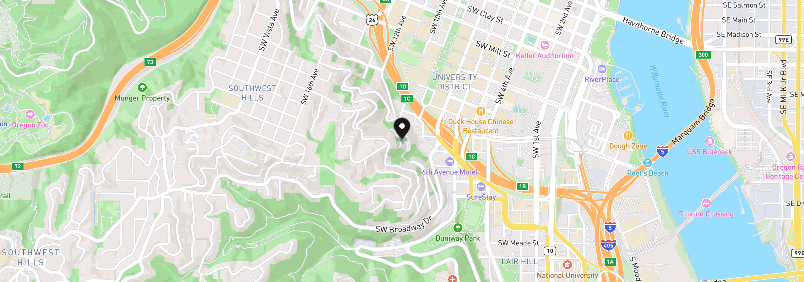 Map showing the location of SW Cardinell Way, Portland, OR 97201