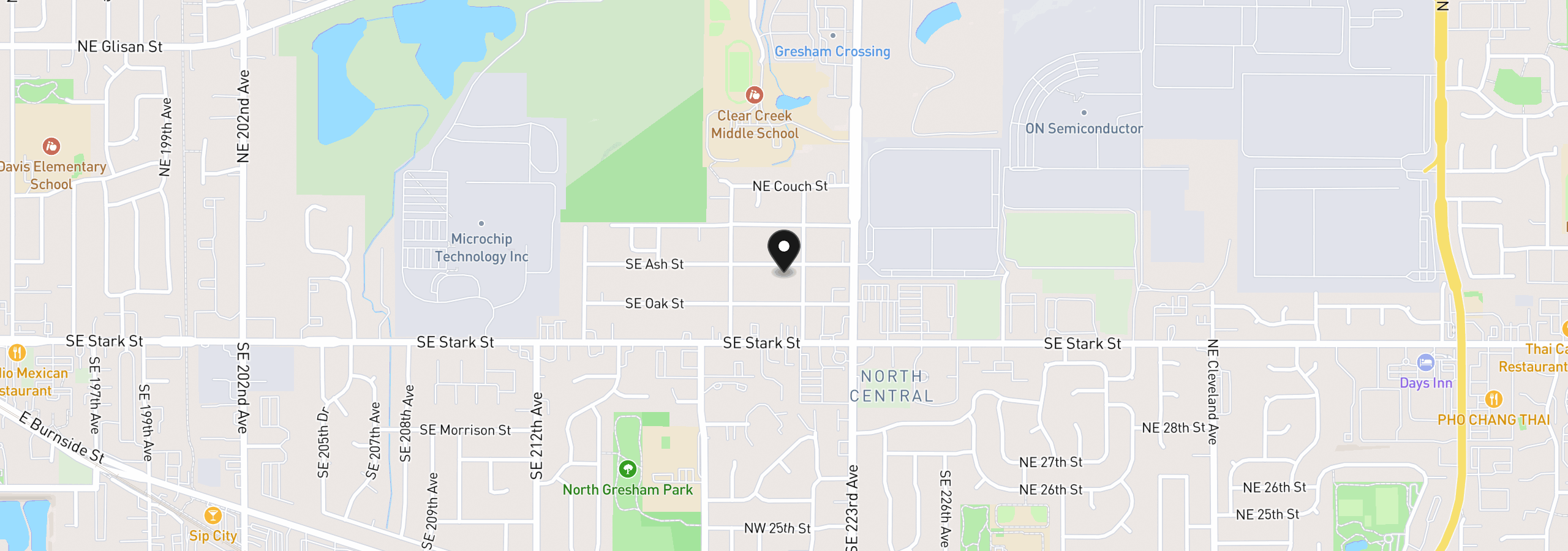 Map showing the location of 21932 SE Ash St, Gresham, OR 97030