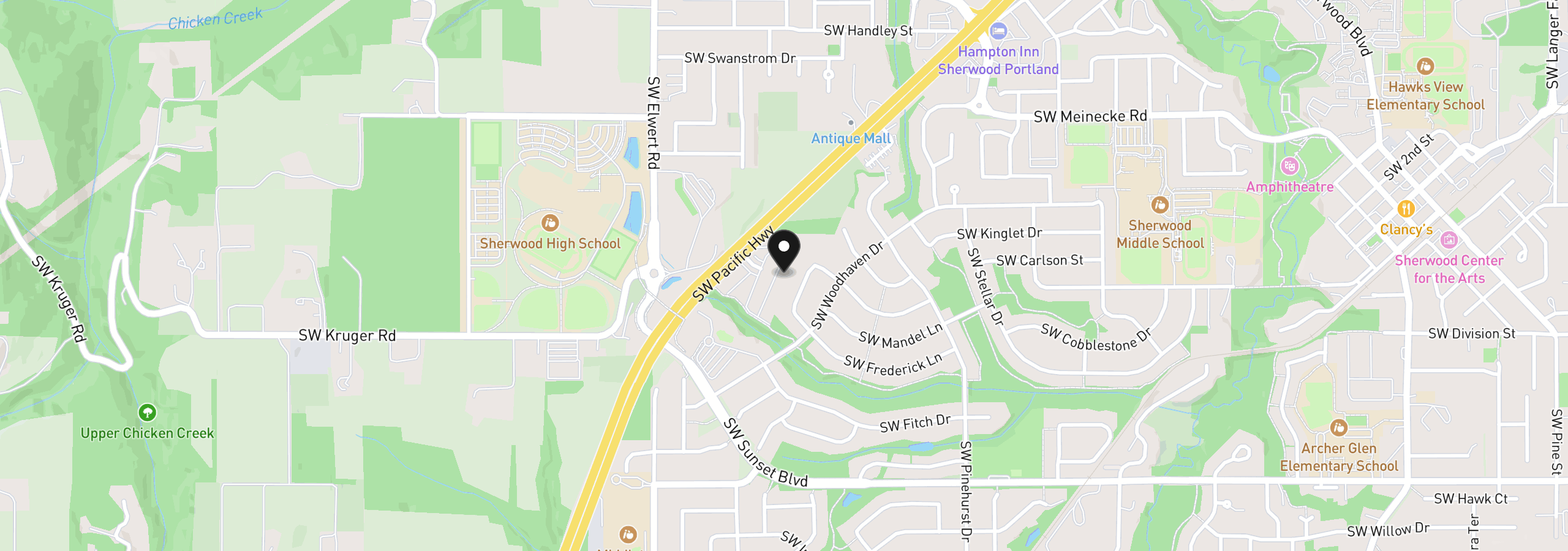 Map showing the location of 22838 SW Forest Creek Dr 201, Sherwood, OR 97140