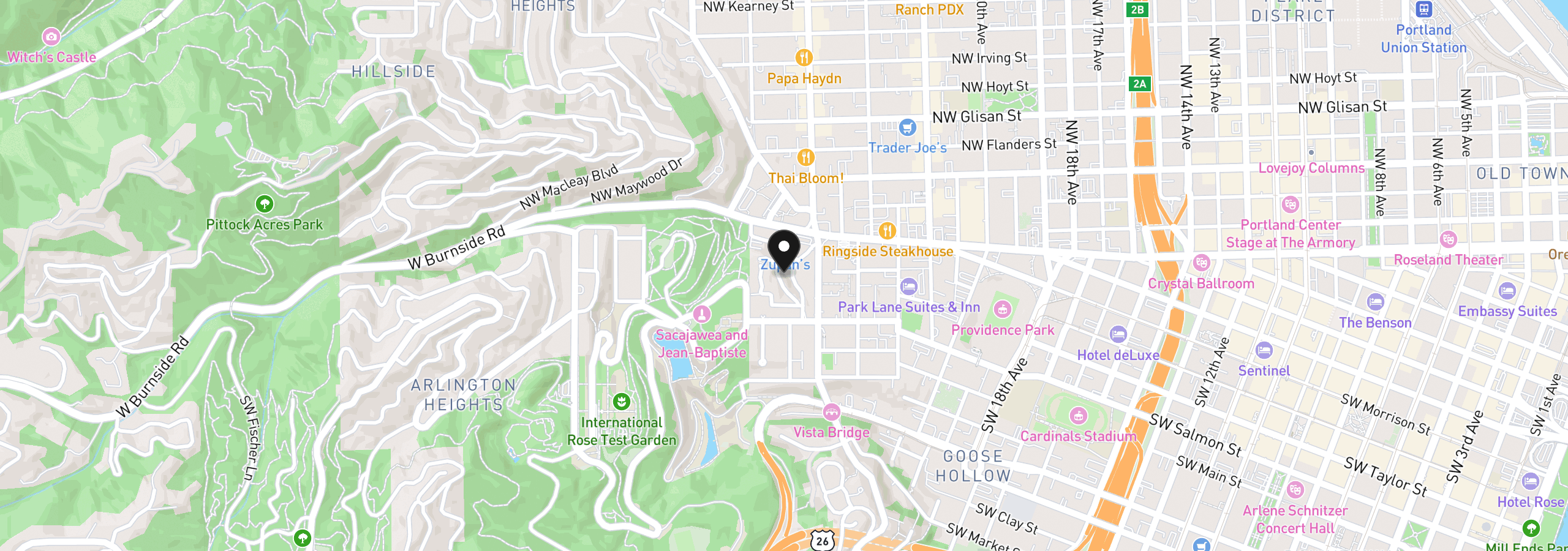 Map showing the location of 2340 SW Cactus Dr, Portland, OR 97205