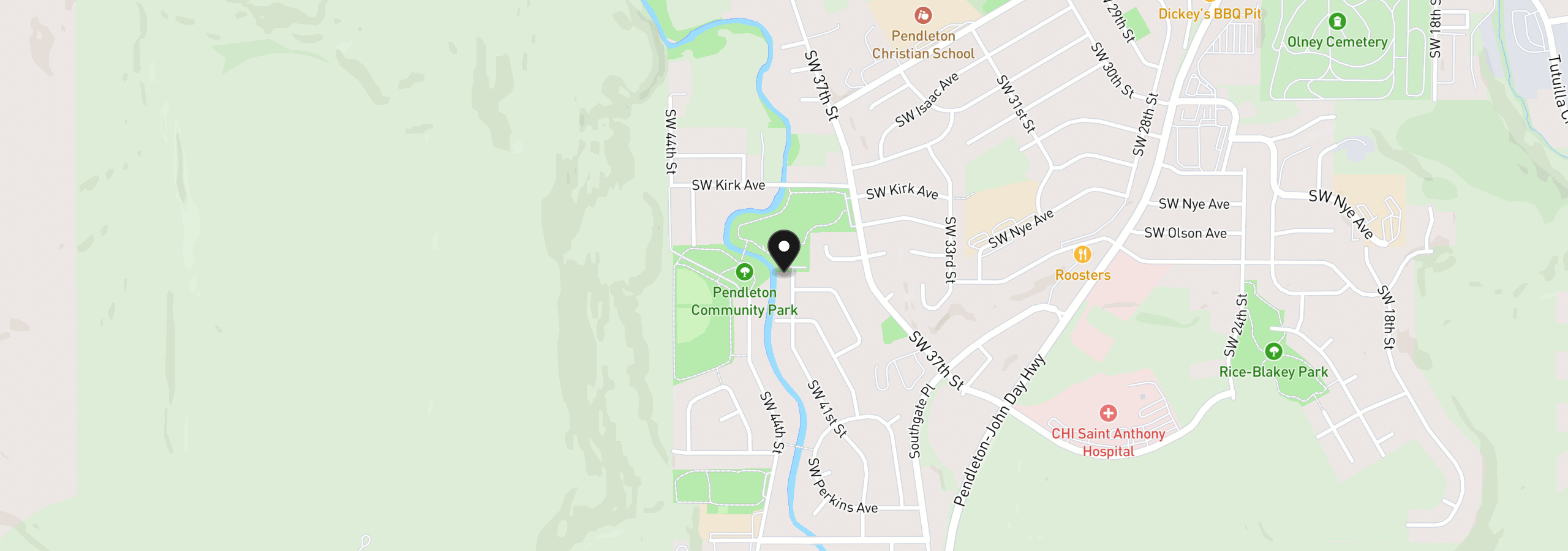 Map showing the location of 1303 SW 41st St, Pendleton, OR 97801