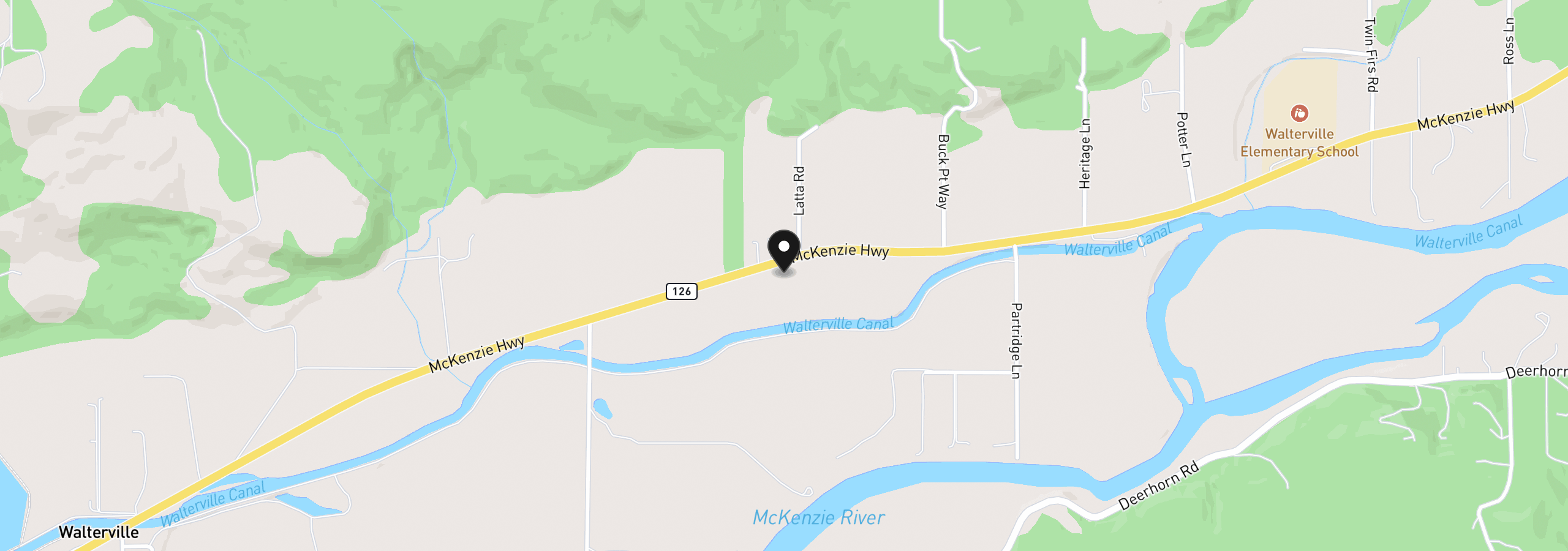 Map showing the location of McKenzie Hwy, Springfield, OR 97477
