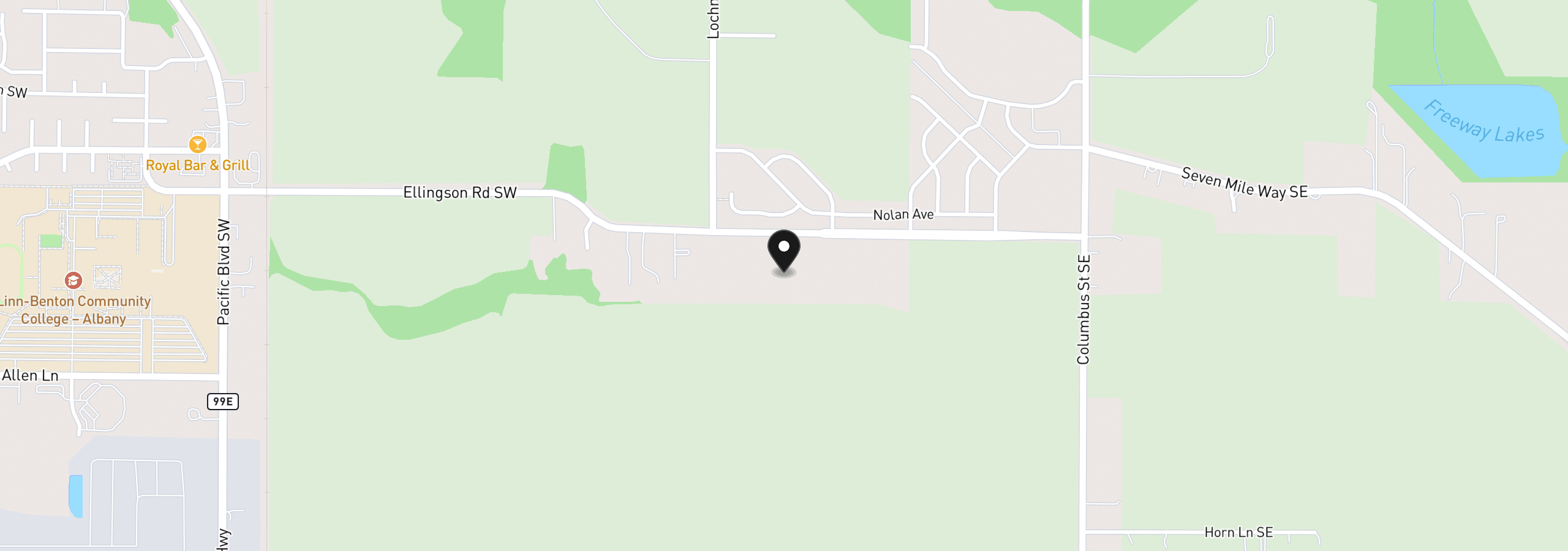 Map showing the location of 935 Windrow Ave SE, Albany, OR 97322
