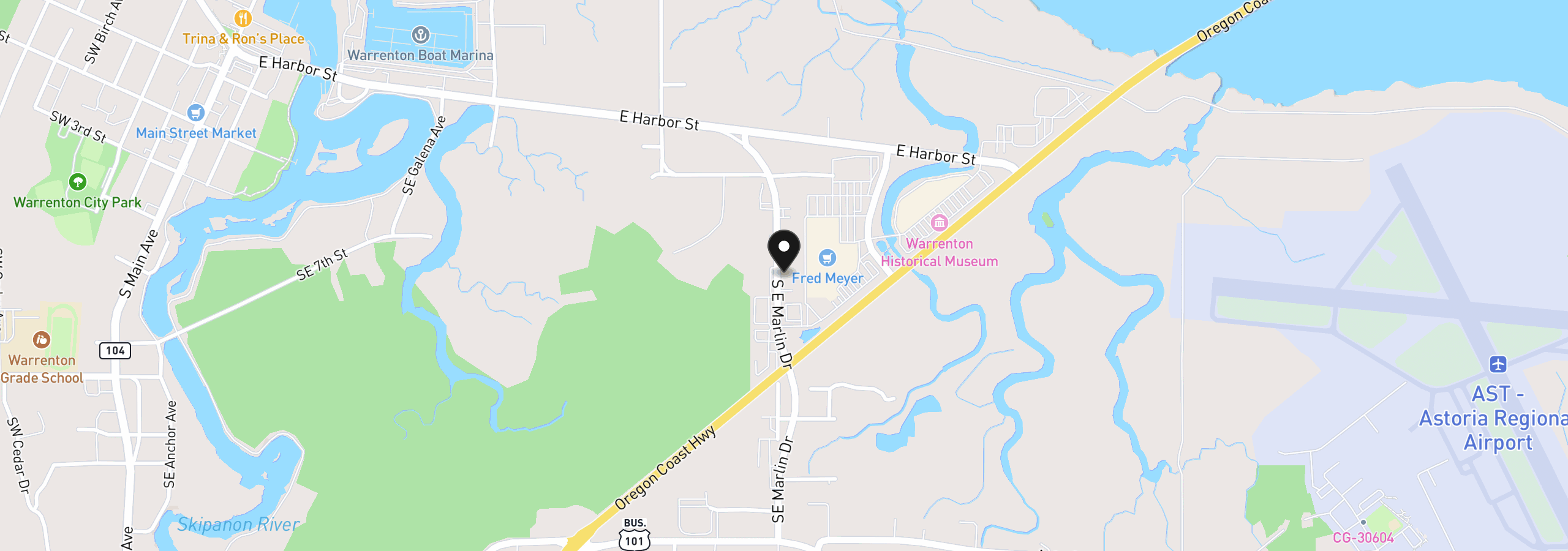Map showing the location of 530 SE Marlin Ave, Warrenton, OR 97146