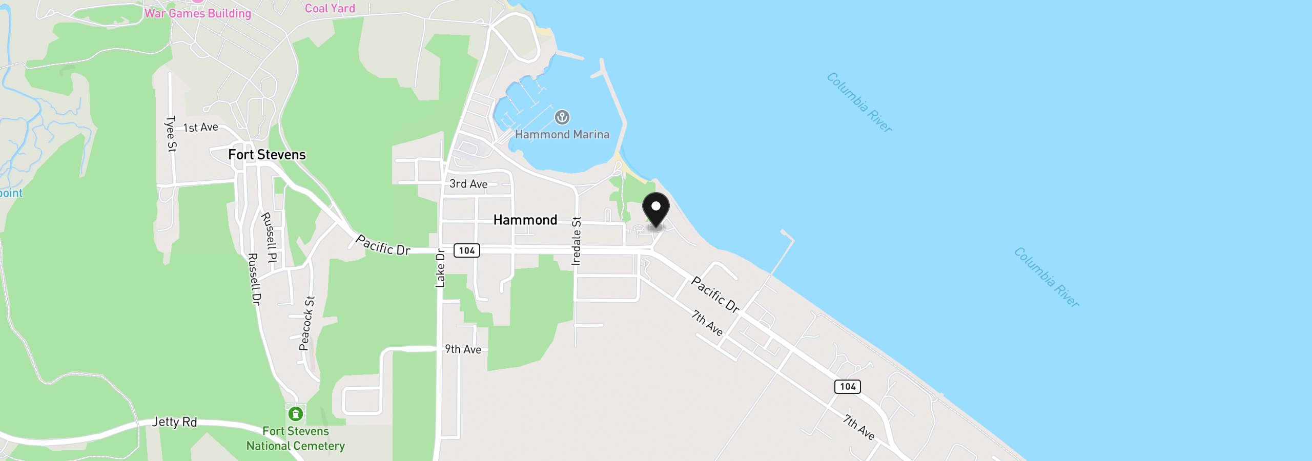 Map showing the location of 525 Heceta Pl, Hammond, OR 97121