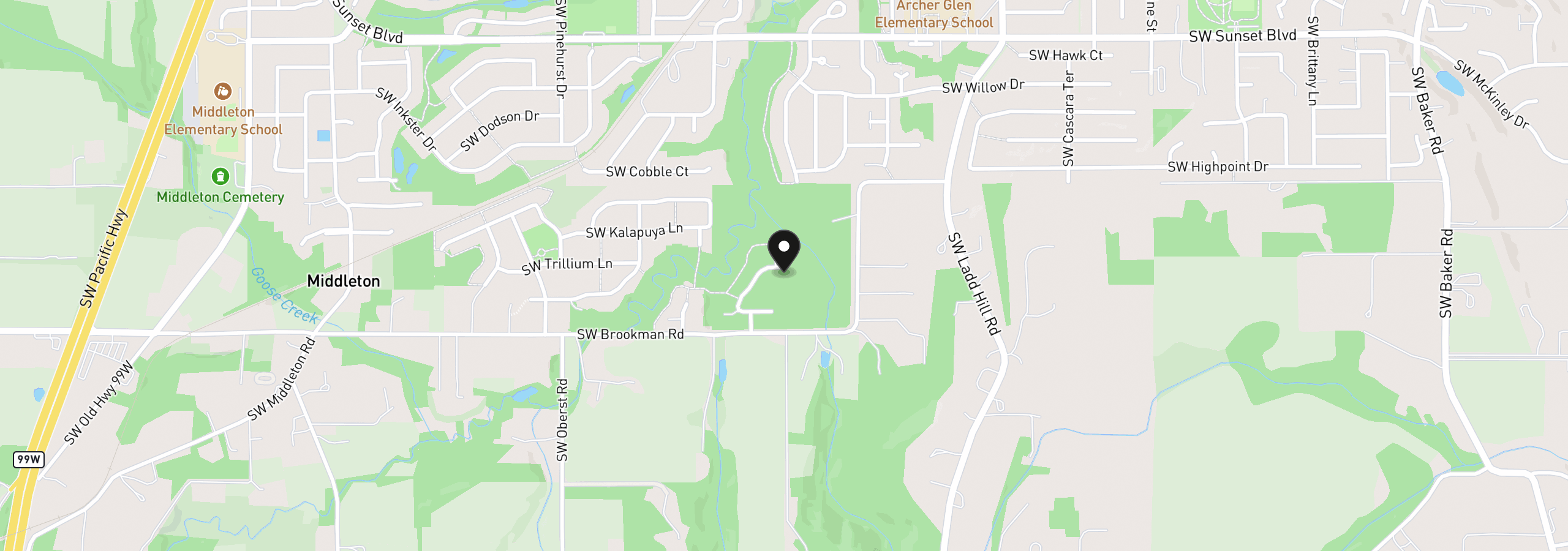 Map showing the location of 16798 SW Sugar Pine Dr, Sherwood, OR 97140