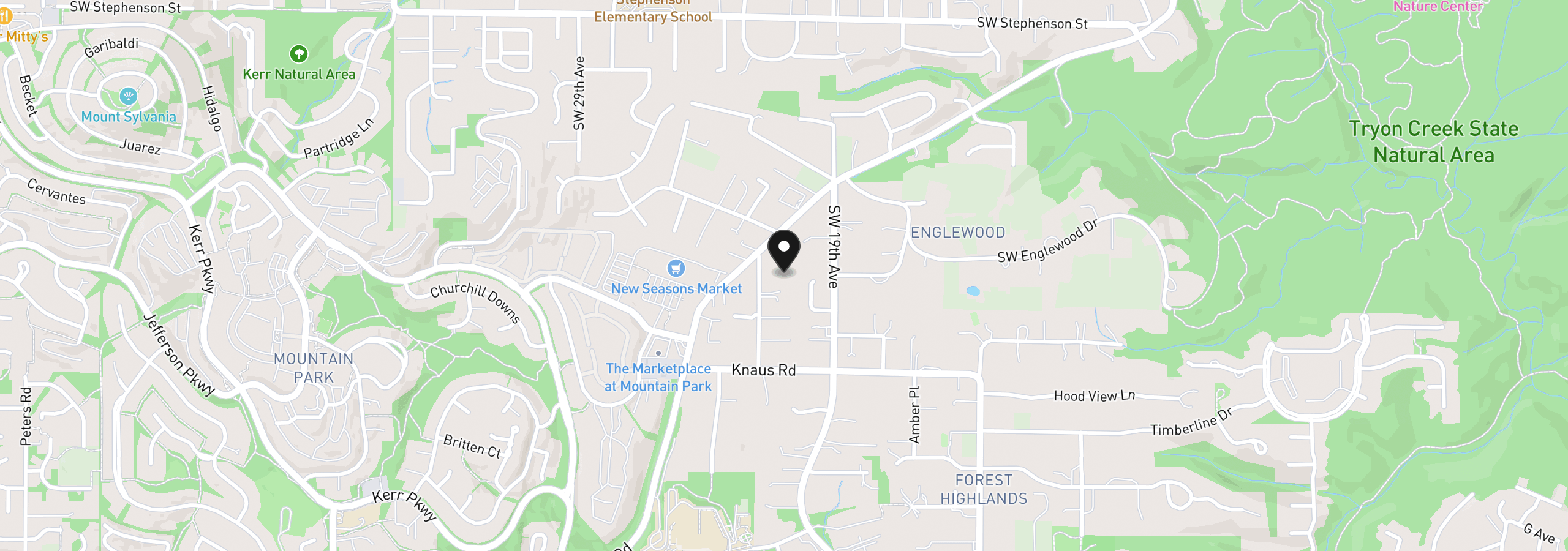 Map showing the location of 12647 SW 21st Ct, Lake Oswego, OR 97035