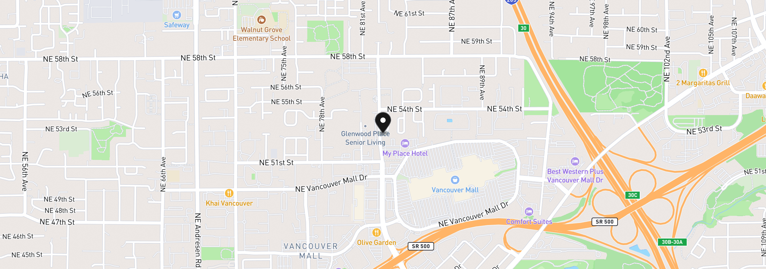 Map showing the location of 8201 NE 53rd Way, Vancouver, Wa 98662