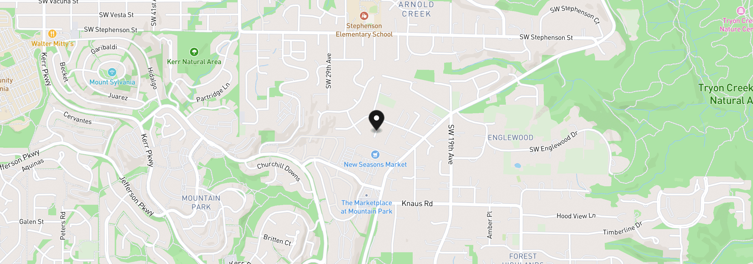 Map showing the location of 12504 Shelby Ct, Lake Oswego, OR 97035