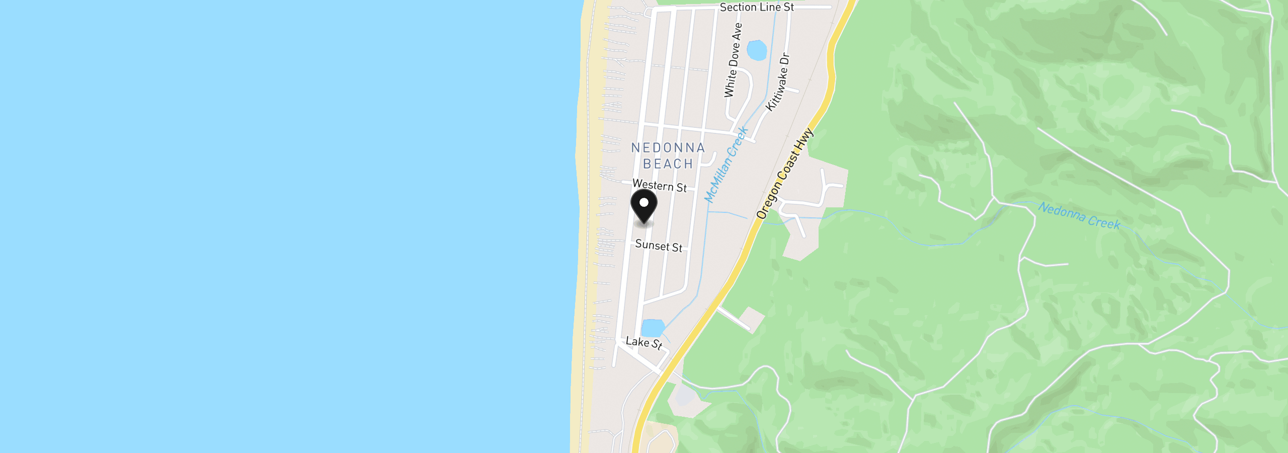 Map showing the location of Blk 8 Lot 21 Nedonna Ave, Rockaway Beach, OR 97136