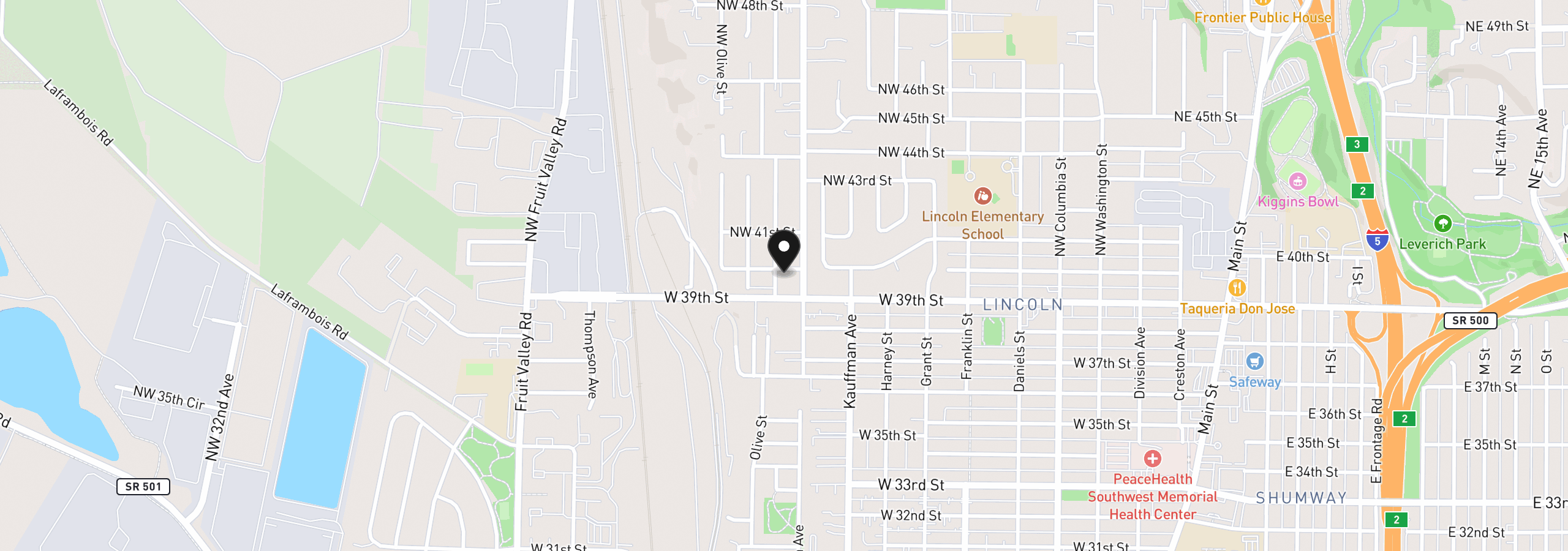 Map showing the location of 3913 NW Lavina St, Vancouver, Wa 98660