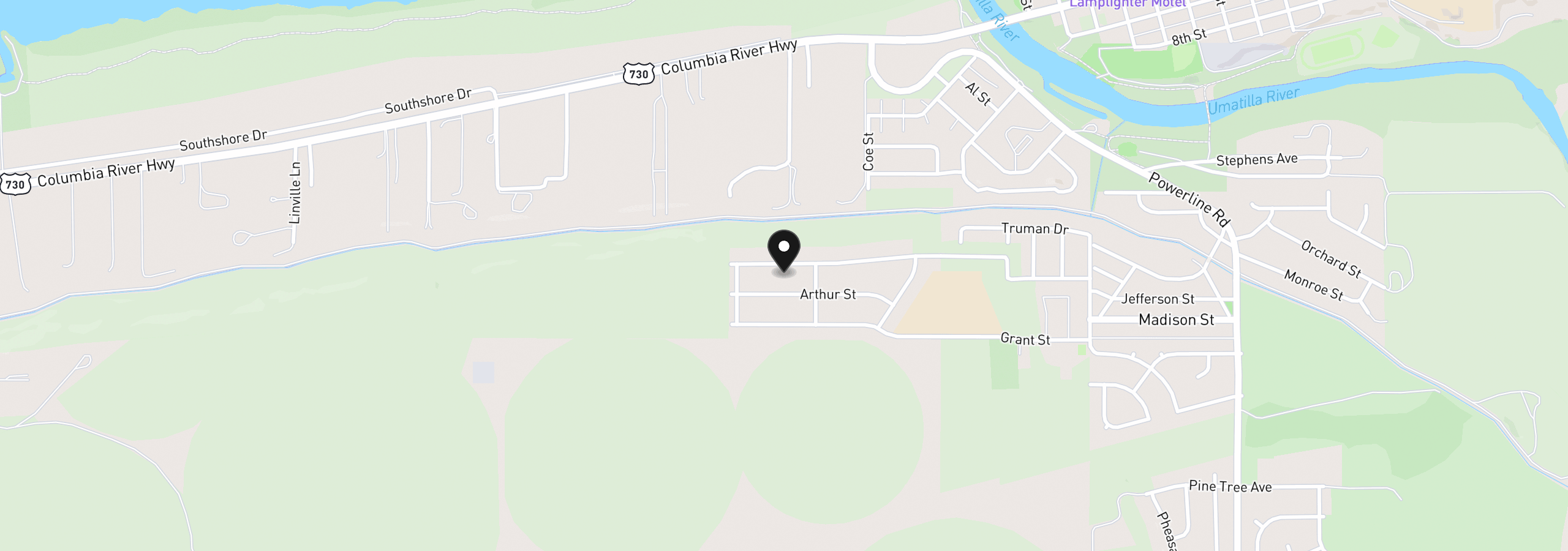 Map showing the location of 610 Taft St, Umatilla, OR 97882