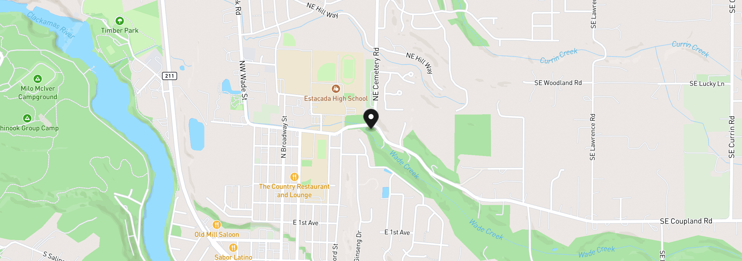 Map showing the location of NE 6th Ave, Estacada, OR 97023