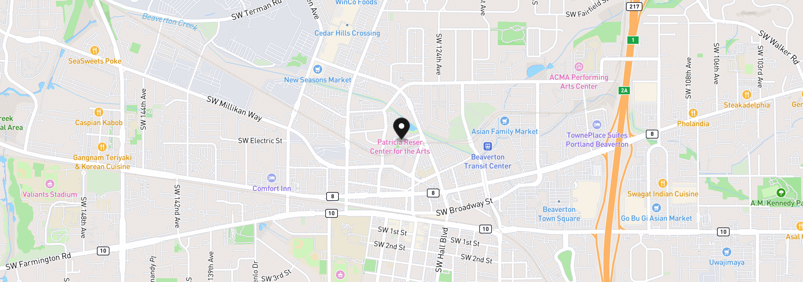 Map showing the location of 12600 SW Crescent St 206, Beaverton, OR 97005