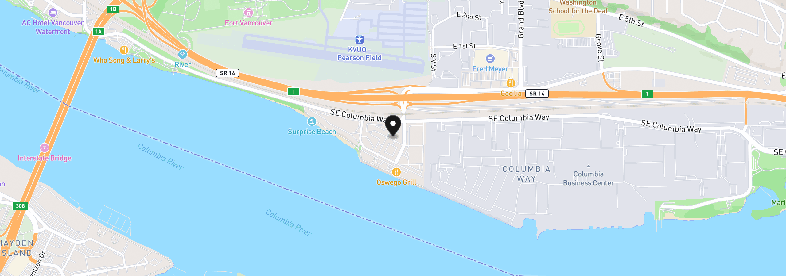 Map showing the location of 1827 SE Cutter Ln, Vancouver, Wa 98661