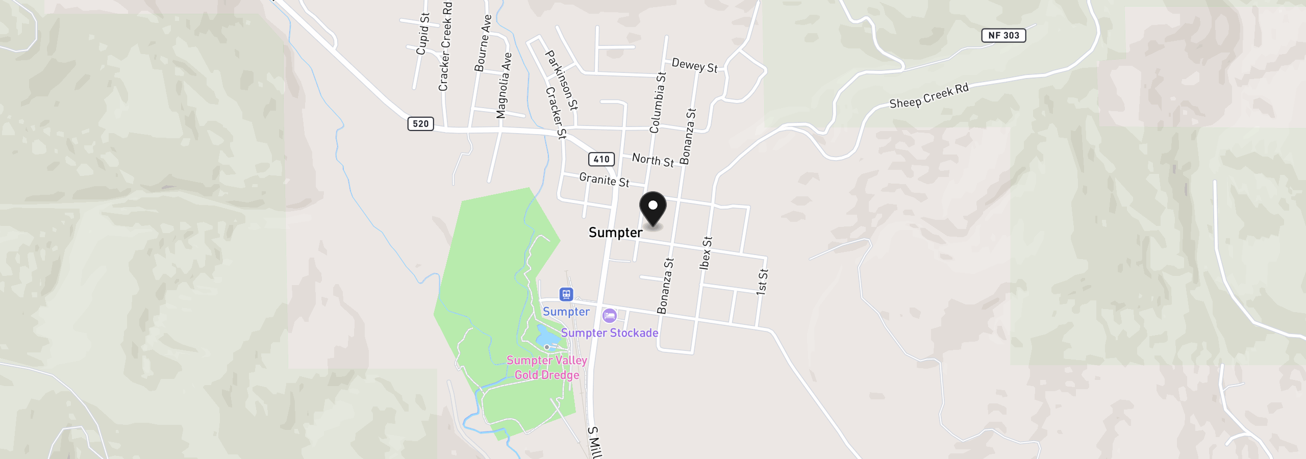 Map showing the location of 238 Auburn St, Sumpter, OR 97877