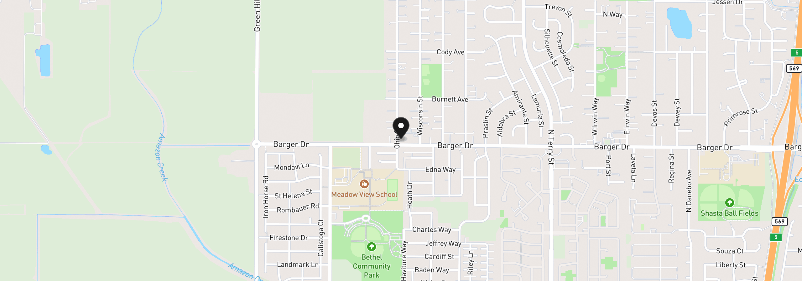 Map showing the location of 2011 Ohio St, Eugene, OR 97402