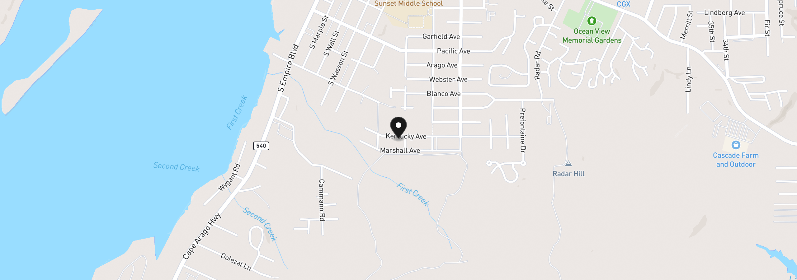Map showing the location of 781 Kentucky Ave, Coos Bay, OR 97420