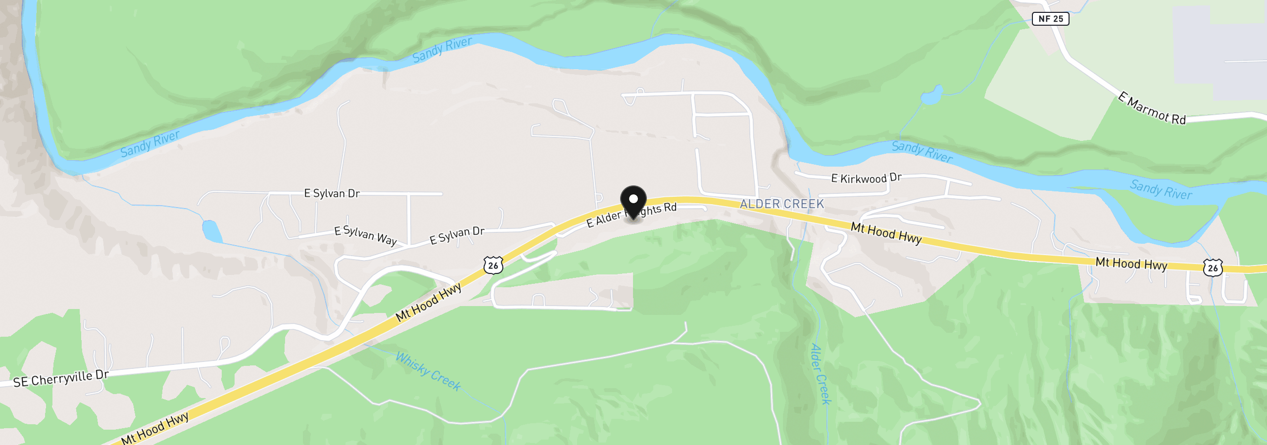 Map showing the location of 54010 E Alder Heights Rd, Sandy, OR 97055