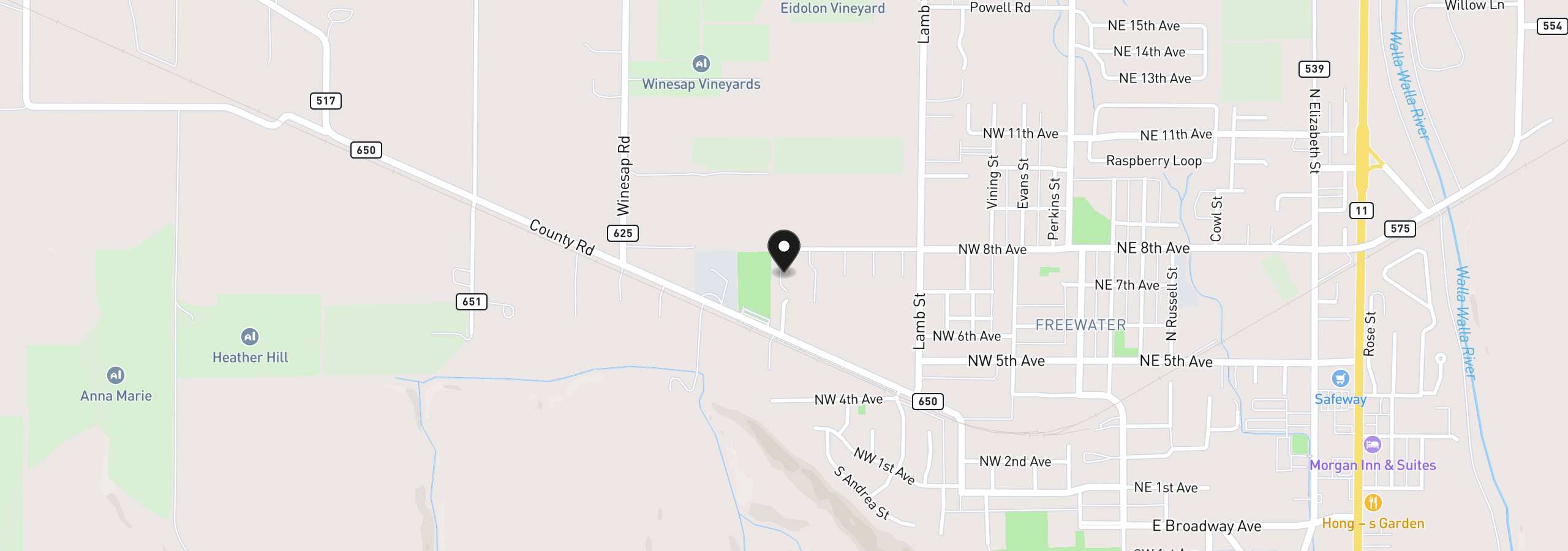Map showing the location of 637 NW 8th Ave 5, Milton-Freewater, OR 97862