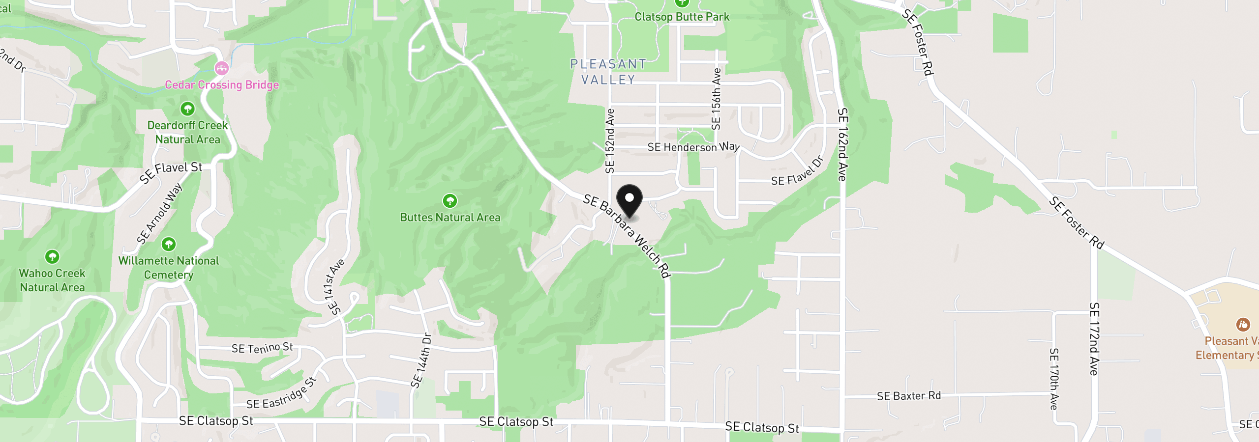 Map showing the location of 15316 SE Hawthorne Meadows St, Portland, OR 97236