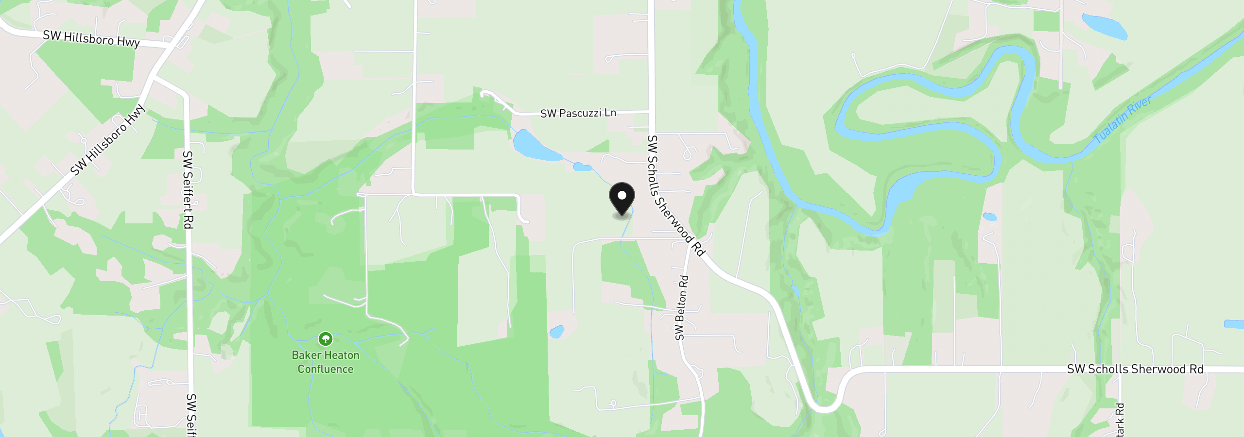 Map showing the location of 21832 SW Scholls Sherwood Rd, Sherwood, OR 97140