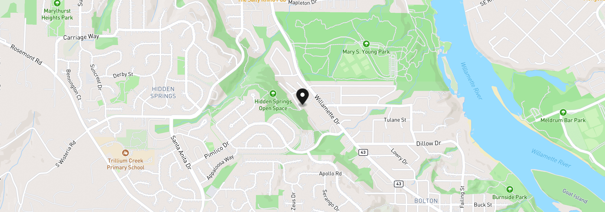 Map showing the location of 20130 Larkspur Ln 95, West Linn, OR 97068
