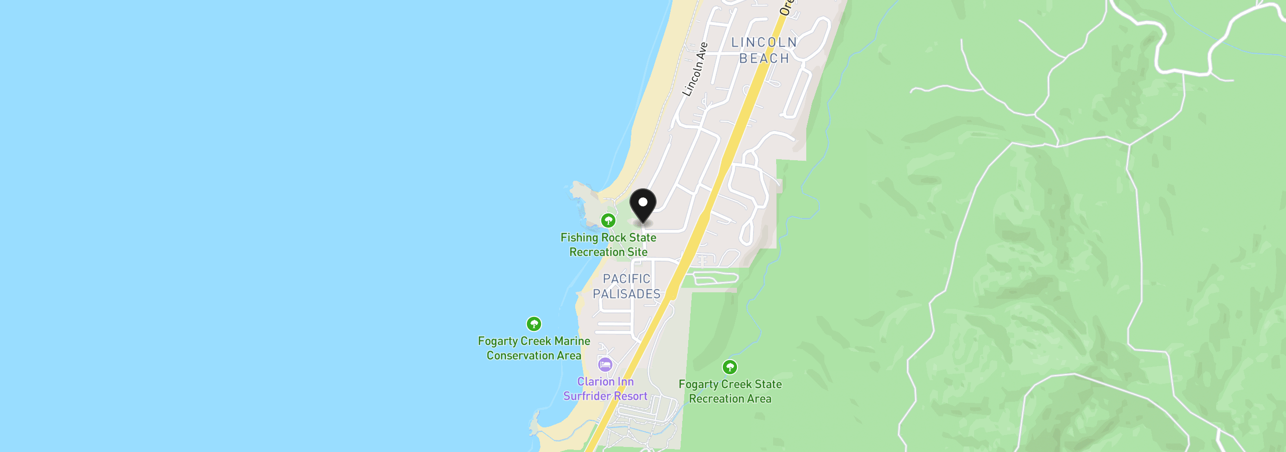 Map showing the location of 3450 Lincoln Ave, Depoe Bay, OR 97341
