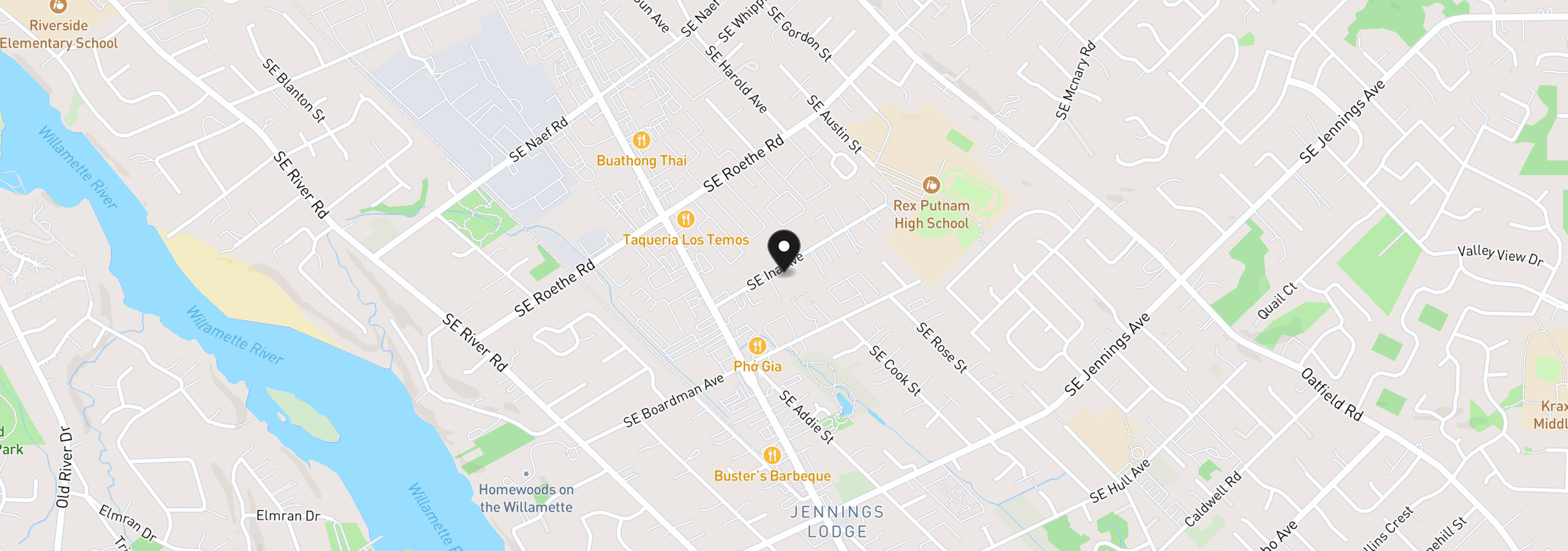 Map showing the location of 4618 SE Ina Ave, Milwaukie, OR 97267