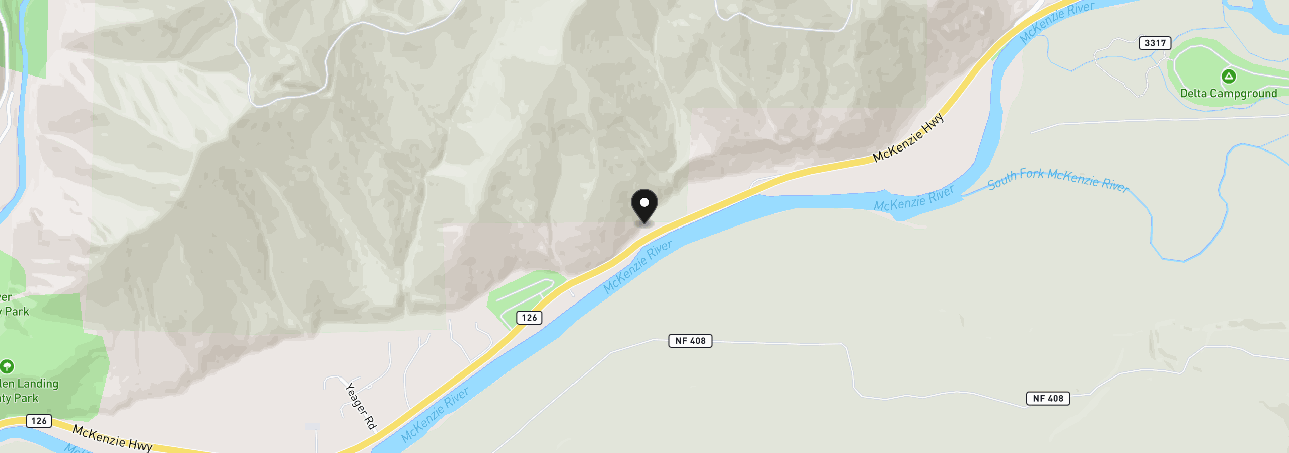 Map showing the location of 52633 McKenzie Hwy, Blue River, OR 97413