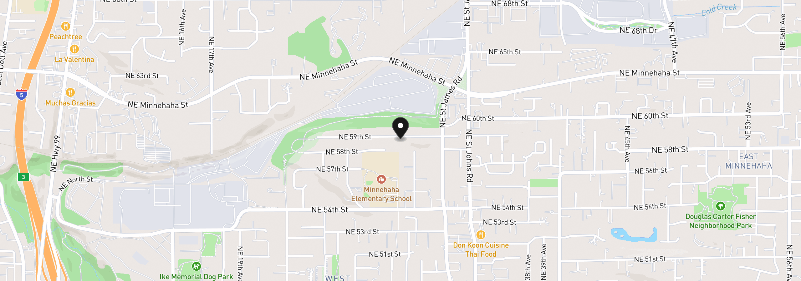 Map showing the location of 2895 NE 59th St, Vancouver, Wa 98663