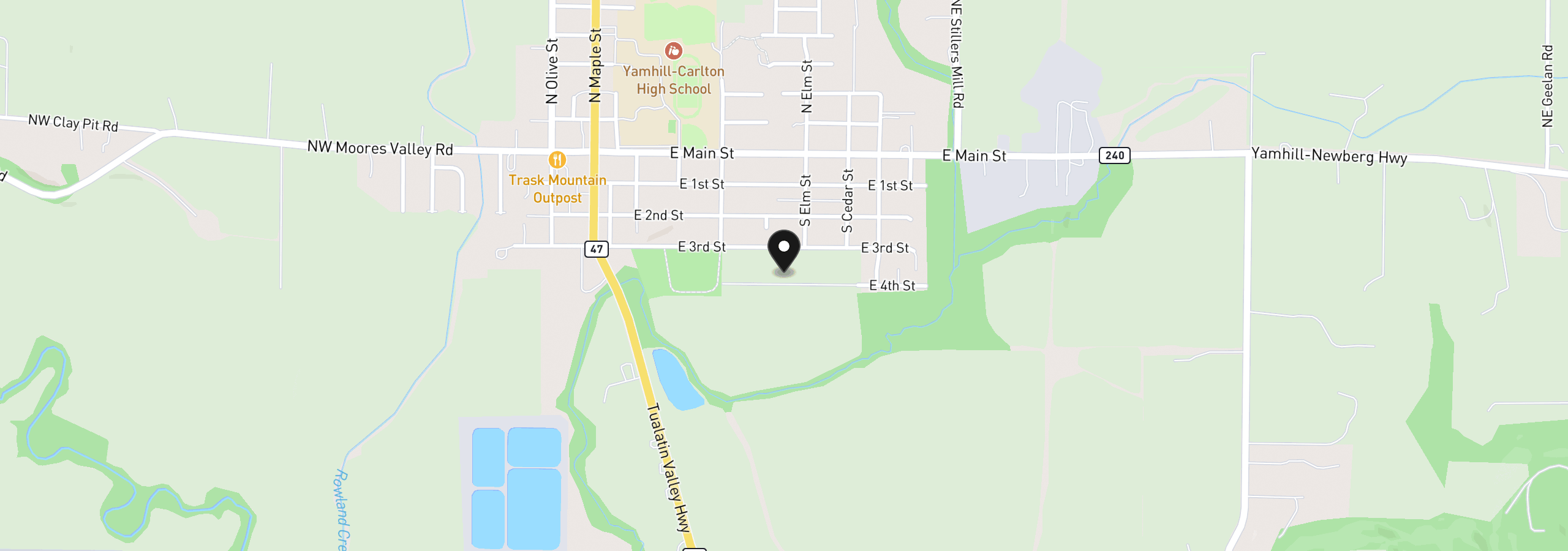 Map showing the location of 620 E Fourth St, Yamhill, OR 97148