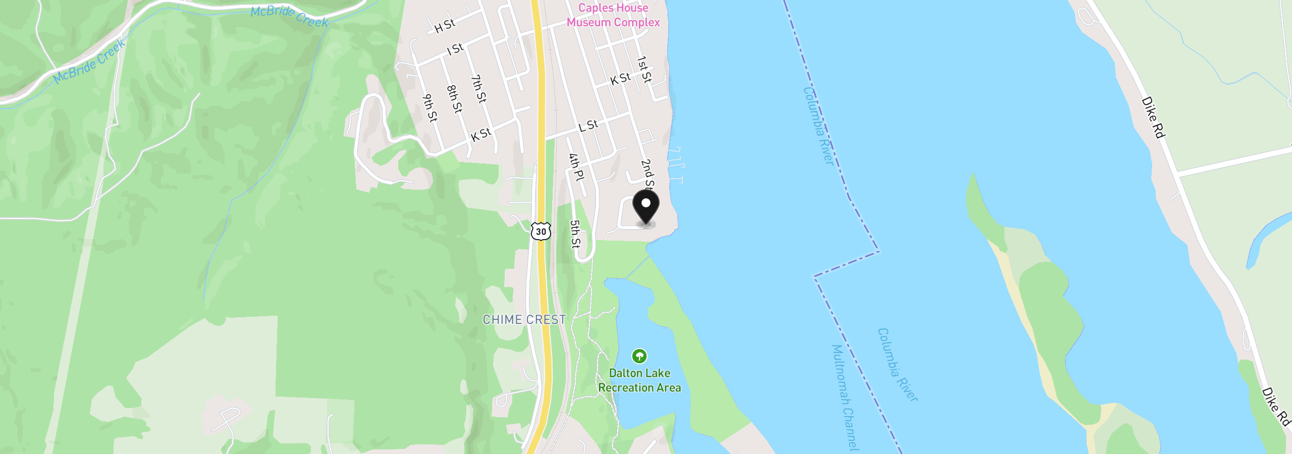 Map showing the location of 210 Black Hawk Ct., Columbia City, OR 97018