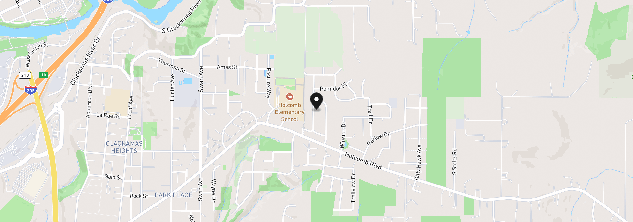 Map showing the location of 16113 Barlow Trail Ln, Oregon City, OR 97045