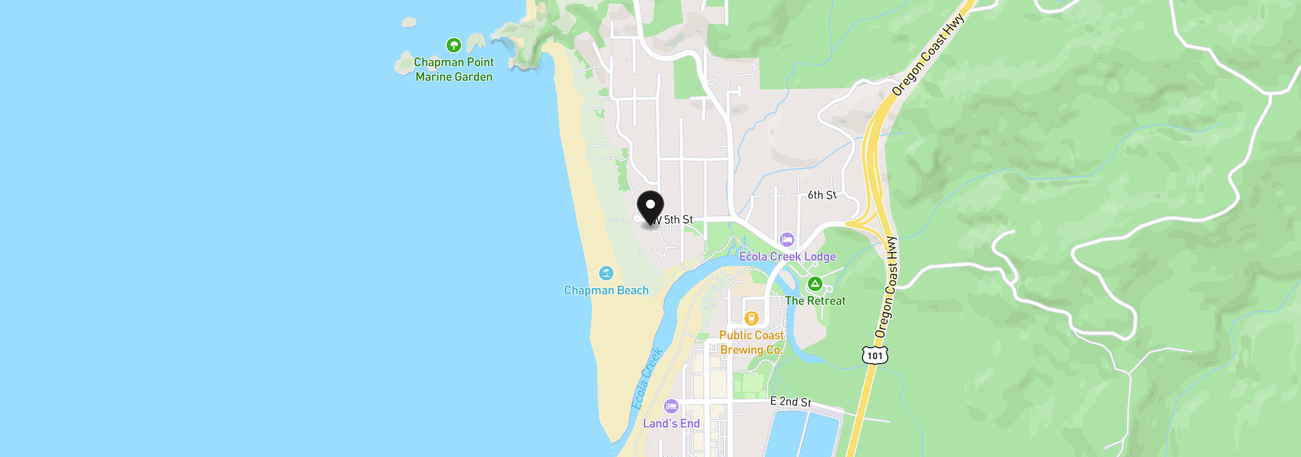 Map showing the location of 101 N Breaker Point Dr #101, Cannon Beach, OR 97110
