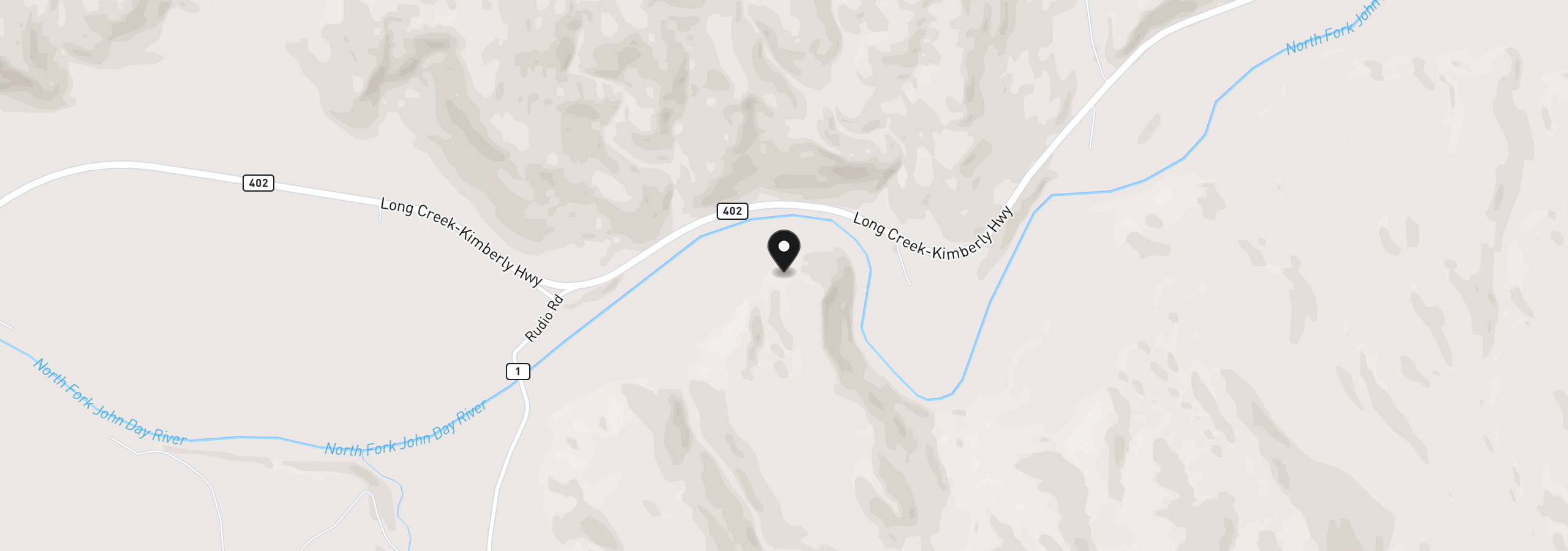 Map showing the location of 40845 Rudio Rd, Monument, OR 97864