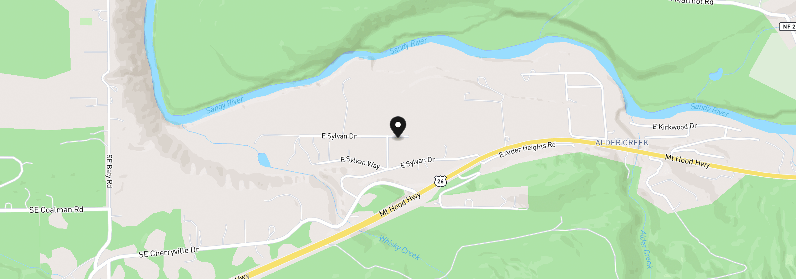 Map showing the location of 53101 E Sylvan Dr, Sandy, OR 97055