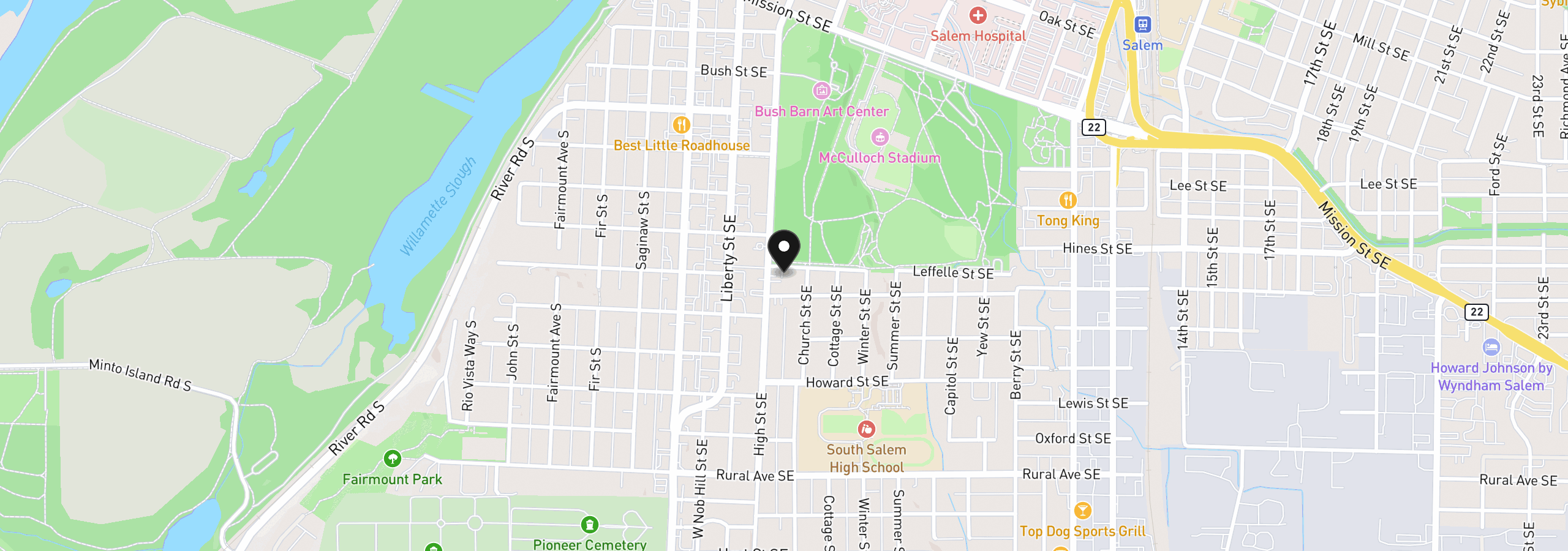 Map showing the location of 540 Leffelle St SE, Salem, OR 97302