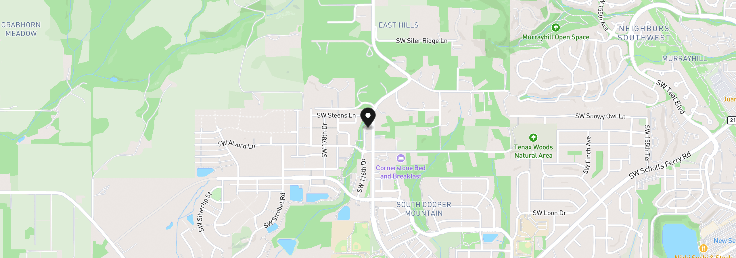 Map showing the location of 11670 SW 176th Dr, Beaverton, OR 97007