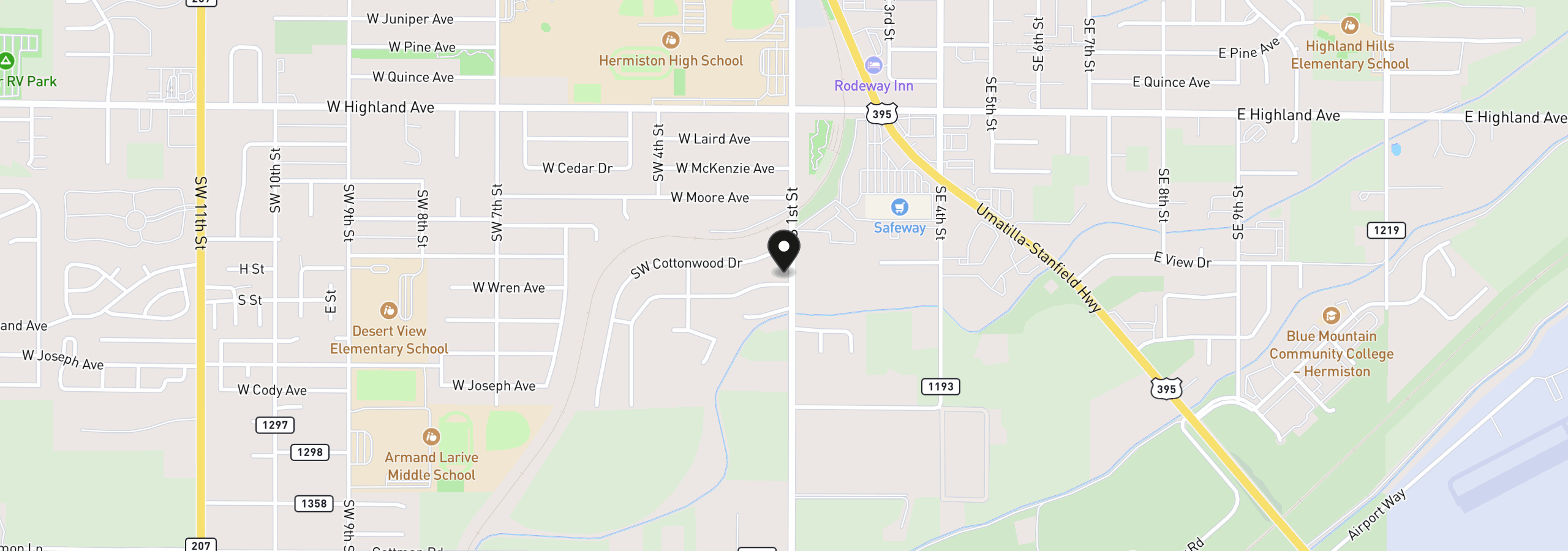 Map showing the location of 102 SW Desert Sky Dr 13, Hermiston, OR 97838
